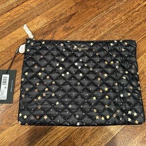 MZ Wallace Metro Pouch Gold Star print